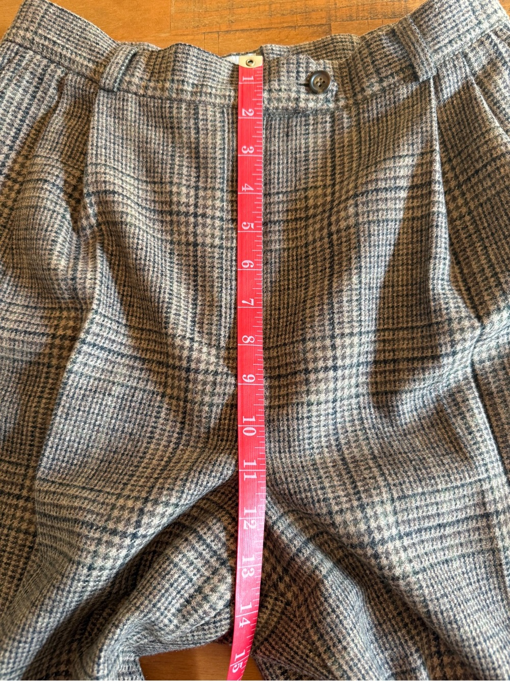 Vintage 90’s High-Waist Plaid Wide-Leg Trousers - Brown - Picture 7 of 10